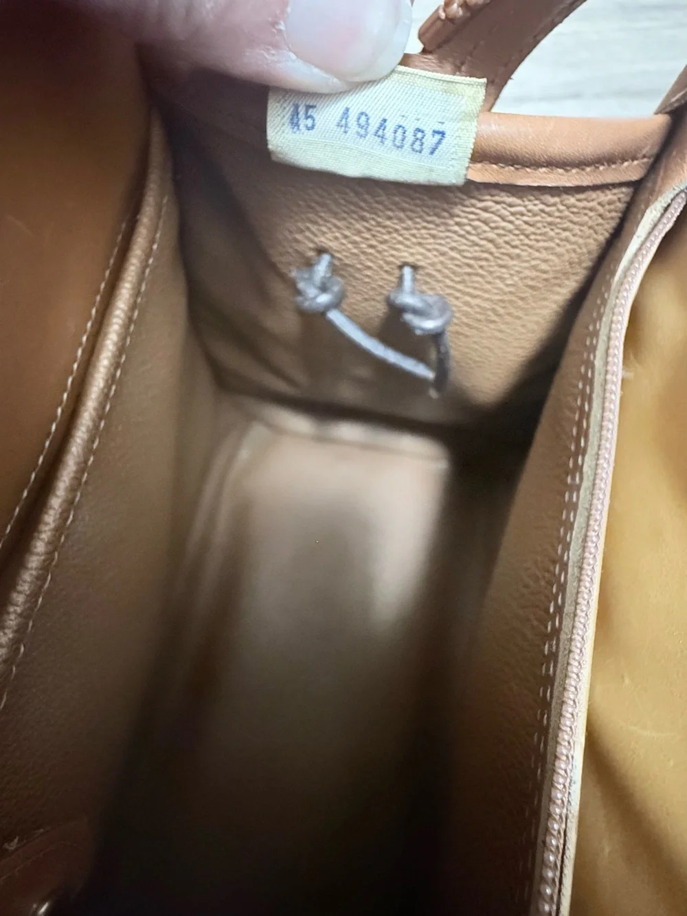 Vintage Dooney & Bourke Taupe Pebbled Leather Satchel with Tan Trim